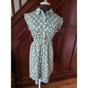Monteau Womens Geometric Patterned Cotton Dress L NWT